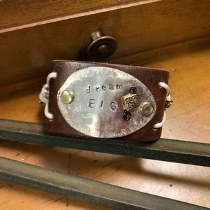 Dream big leather cuff bracelet